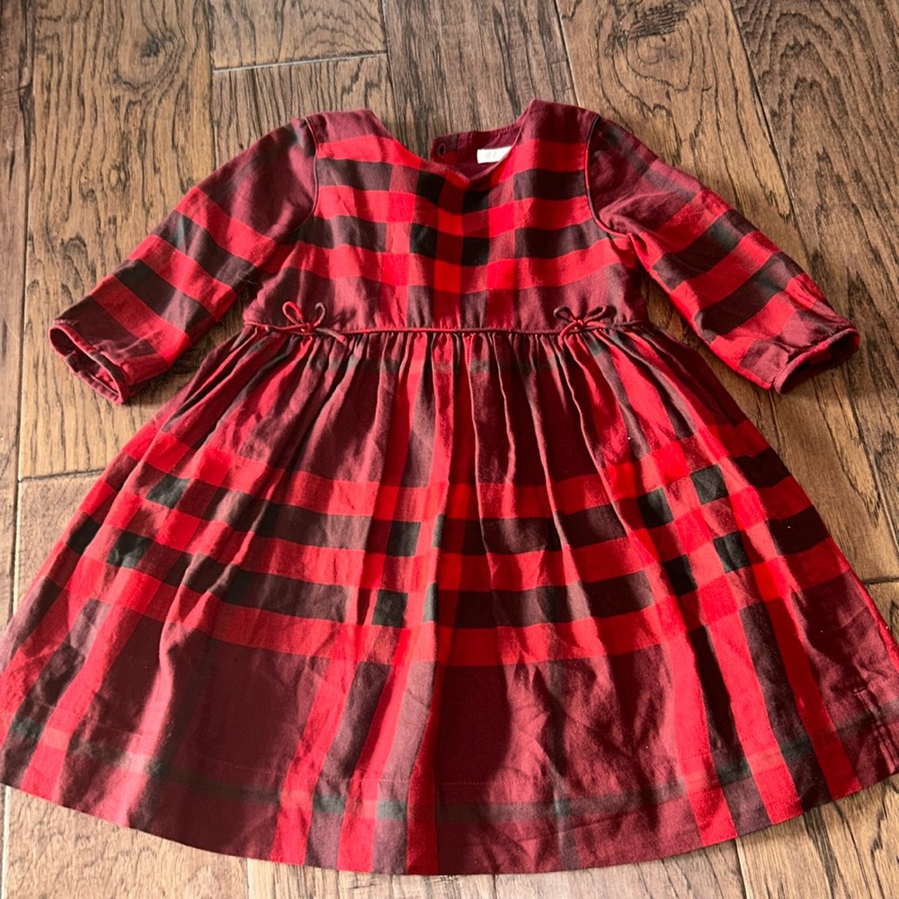 Gorgeous Authentic Burberry Girls Red Classic Print Dress Sz 8Y